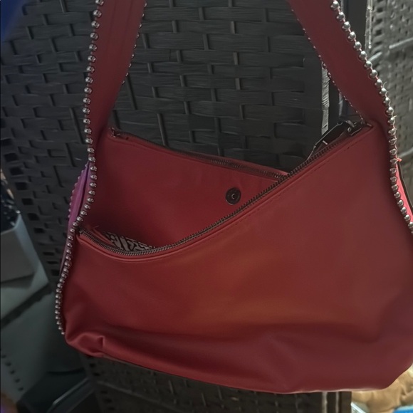 Red Studded Shoulder Bag - Picture 10 of 12